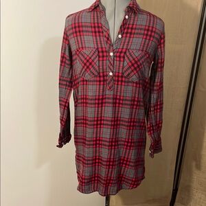 Aerie Red and Gray Plaid Sleep Shirt